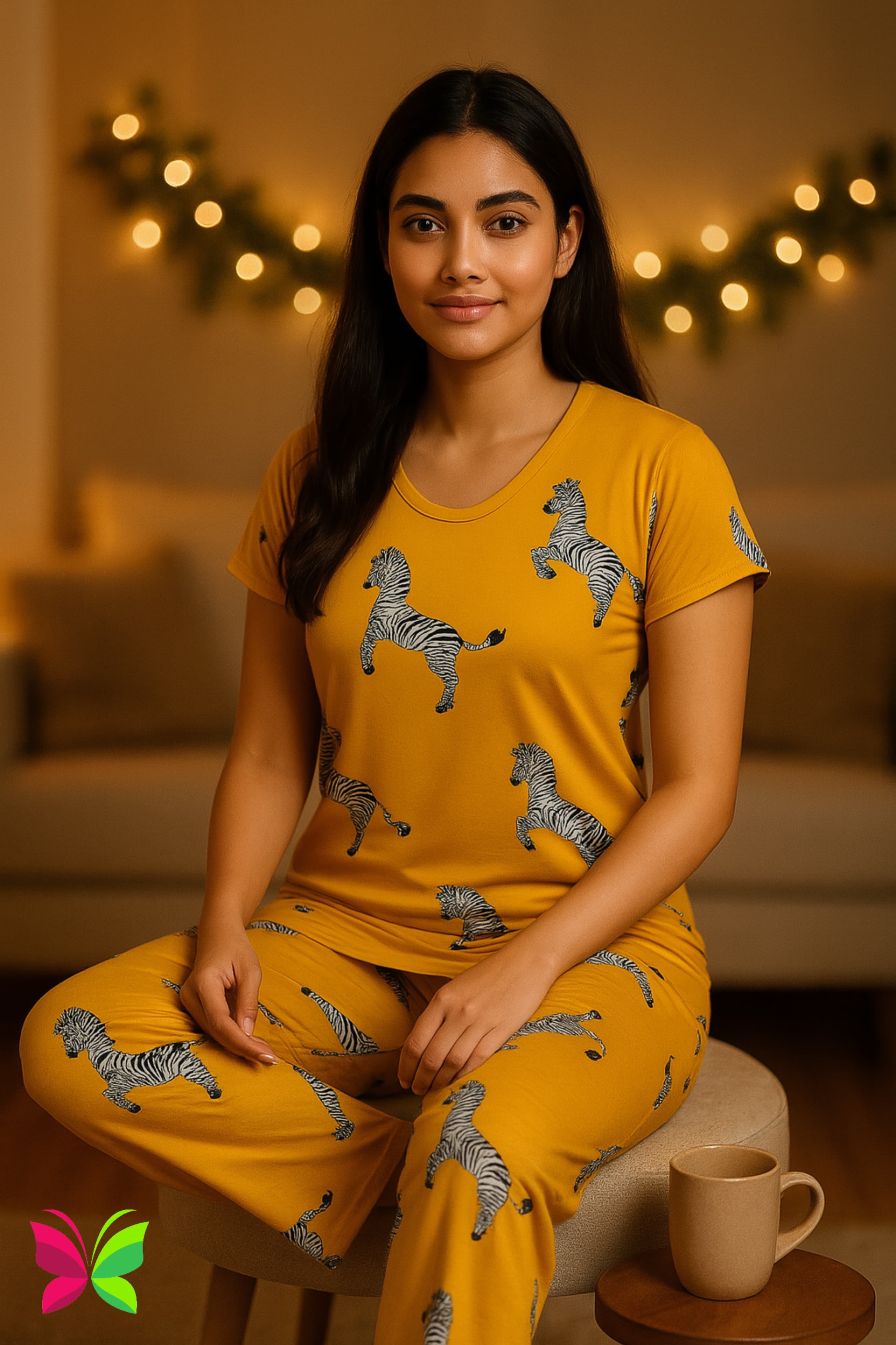 2 pis printed cotton Lounger set