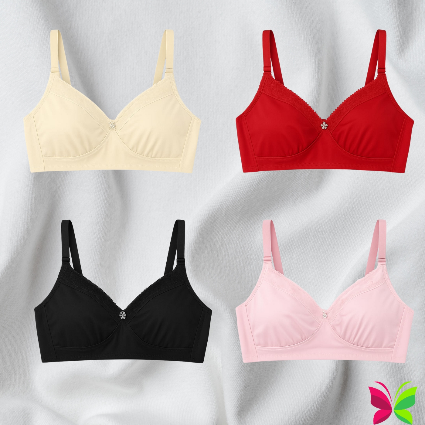 Women’s Soft Cotton Bra – Non Padded, Wire-Free, Full Coverage | Buy 4 Get 1 Free