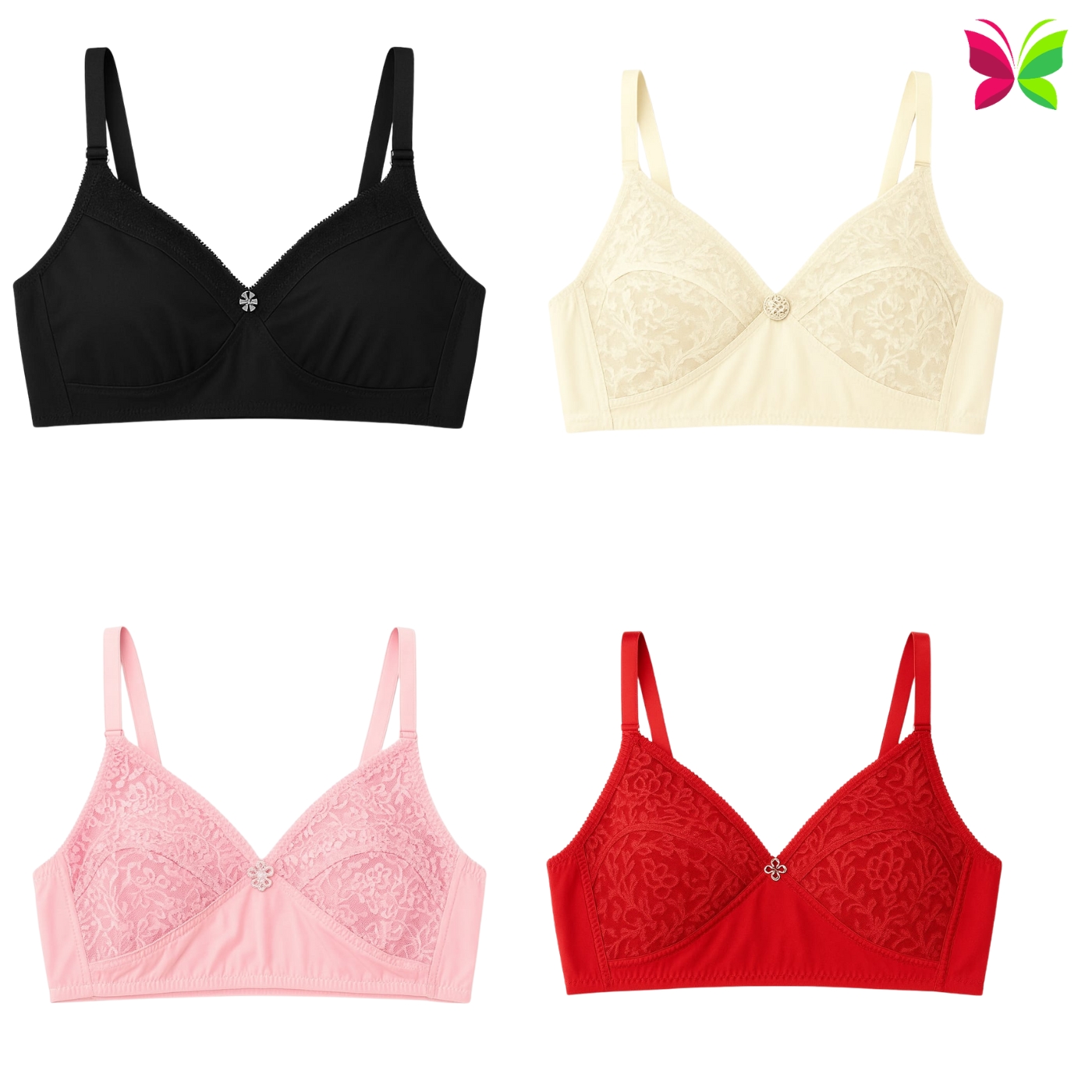 প্রিমিয়াম ফুল লেস ডিজাইন নন-প্যাডেড ব্রা –buy 4 get 1 free