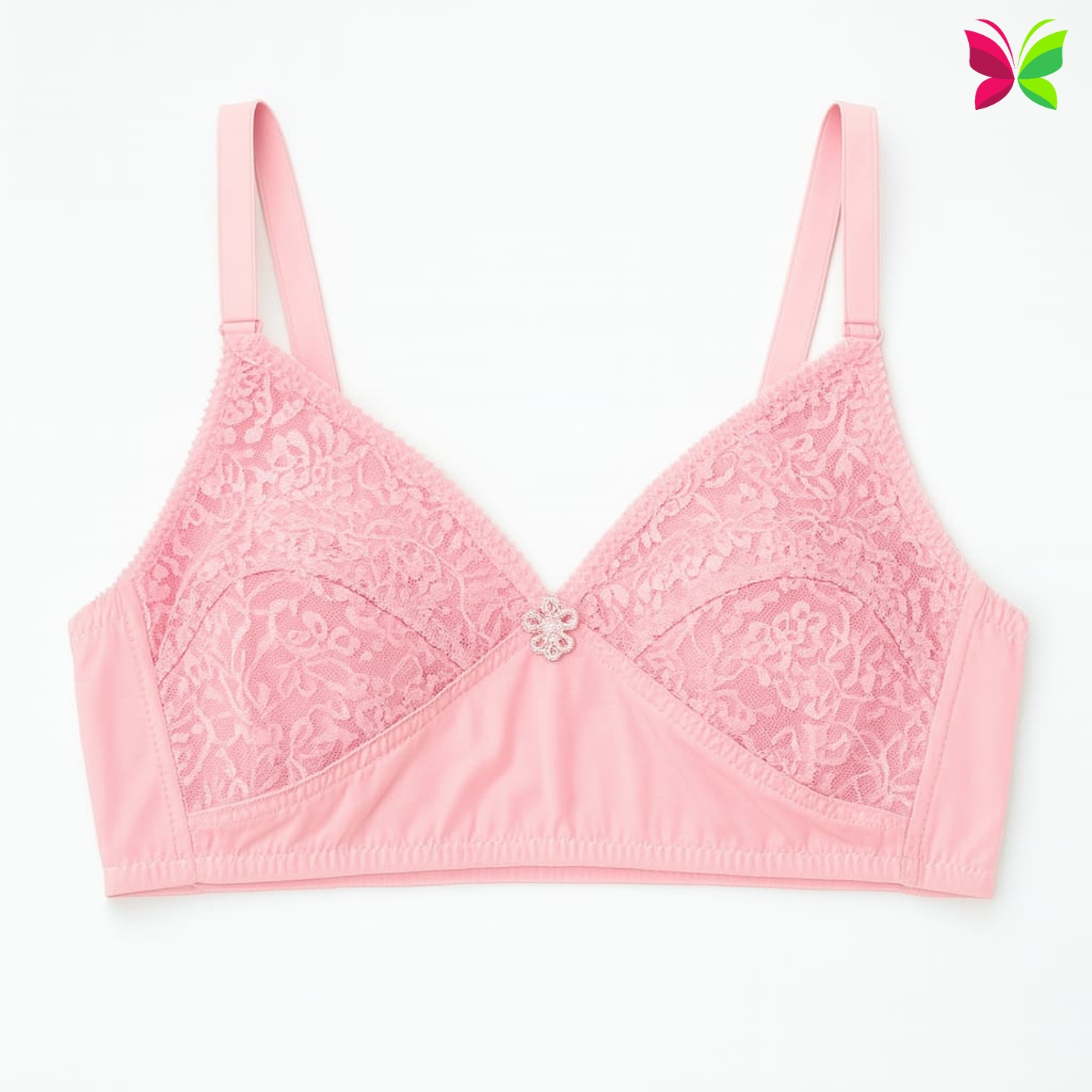 Premium Floral ac net Cotton Bra – Non-Padded, Wire-Free, Full Coverage